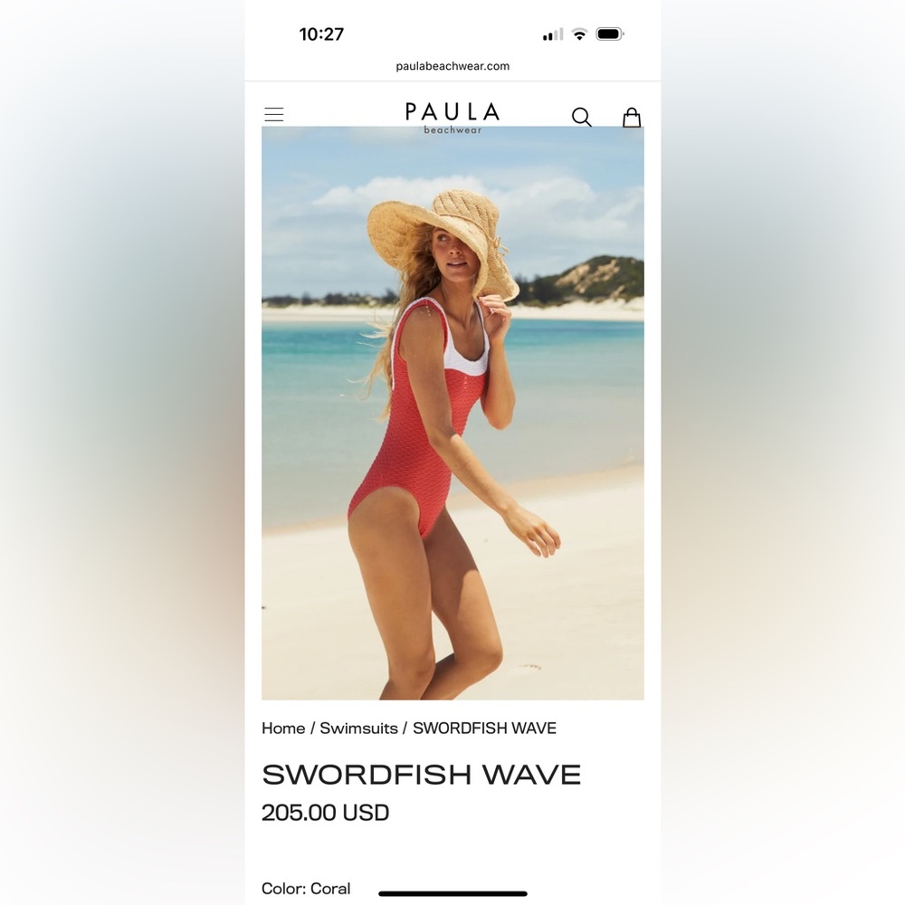 NWT - Paula Beachwear Swordfish Wave: Coral 
OPEN TO OFFERS
